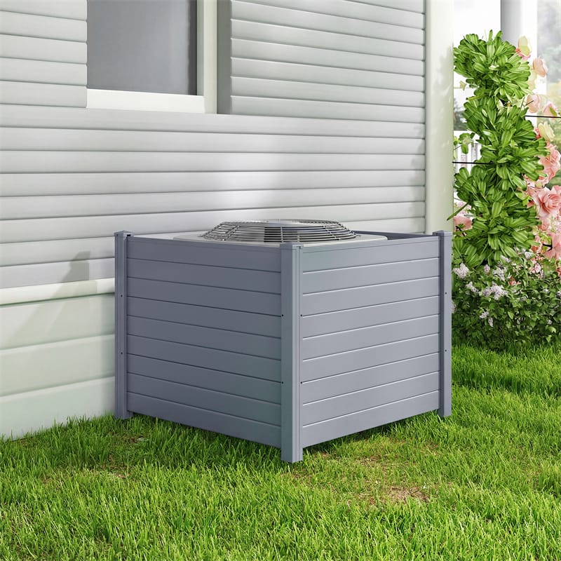 Air Conditioner Fence 2/4 Panels, 48"W x 38"H No-Dig Outdoor Privacy Screen Trash Can Enclosure w/ Stakes, Vinyl Garden Picket Fence