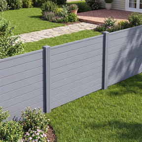 Air Conditioner Fence 2/4 Panels, 48"W x 38"H No-Dig Outdoor Privacy Screen Trash Can Enclosure w/ Stakes, Vinyl Garden Picket Fence