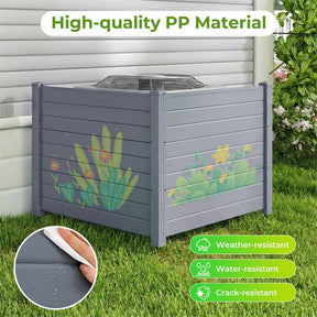 Air Conditioner Fence 2/4 Panels, 48"W x 38"H No-Dig Outdoor Privacy Screen Trash Can Enclosure w/ Stakes, Vinyl Garden Picket Fence