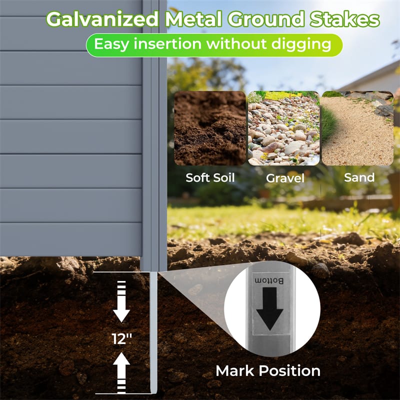Air Conditioner Fence 2/4 Panels, 48"W x 38"H No-Dig Outdoor Privacy Screen Trash Can Enclosure w/ Stakes, Vinyl Garden Picket Fence