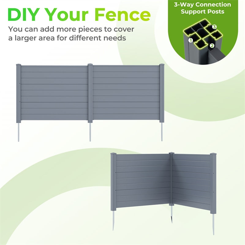 Air Conditioner Fence 2/4 Panels, 48"W x 38"H No-Dig Outdoor Privacy Screen Trash Can Enclosure w/ Stakes, Vinyl Garden Picket Fence