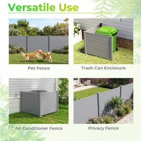 Air Conditioner Fence 2/4 Panels, 48"W x 38"H No-Dig Outdoor Privacy Screen Trash Can Enclosure w/ Stakes, Vinyl Garden Picket Fence