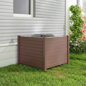 Air Conditioner Fence 2/4 Panels, 48"W x 38"H No-Dig Outdoor Privacy Screen Trash Can Enclosure w/ Stakes, Vinyl Garden Picket Fence
