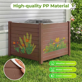 Air Conditioner Fence 2/4 Panels, 48"W x 38"H No-Dig Outdoor Privacy Screen Trash Can Enclosure w/ Stakes, Vinyl Garden Picket Fence
