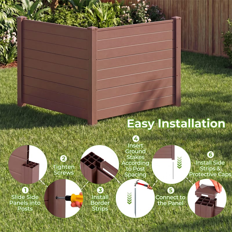 Air Conditioner Fence 2/4 Panels, 48"W x 38"H No-Dig Outdoor Privacy Screen Trash Can Enclosure w/ Stakes, Vinyl Garden Picket Fence