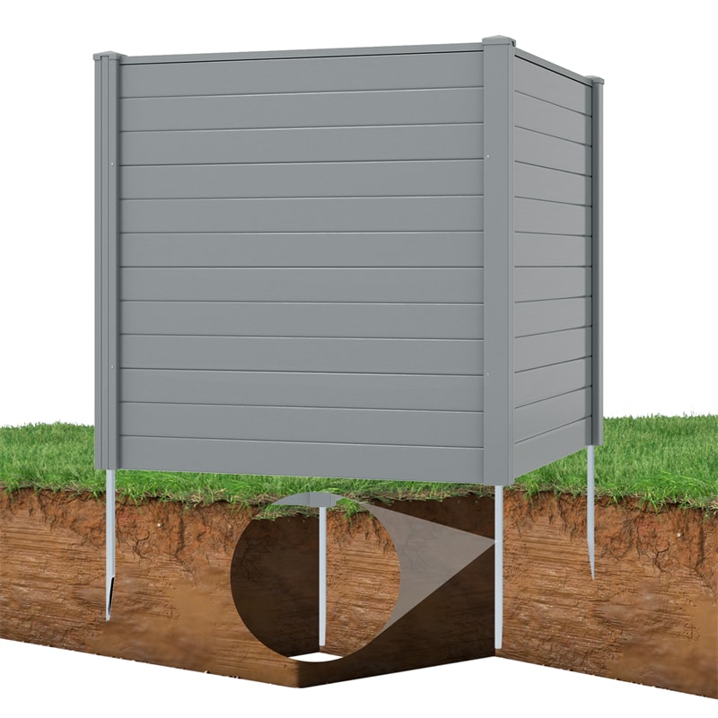 Outdoor Privacy Screen 2/4 Panels, 48"W x 48"H No-Dig Decorative Air Conditioner Fence & Trash Can Enclosure with 3 Metal Stakes