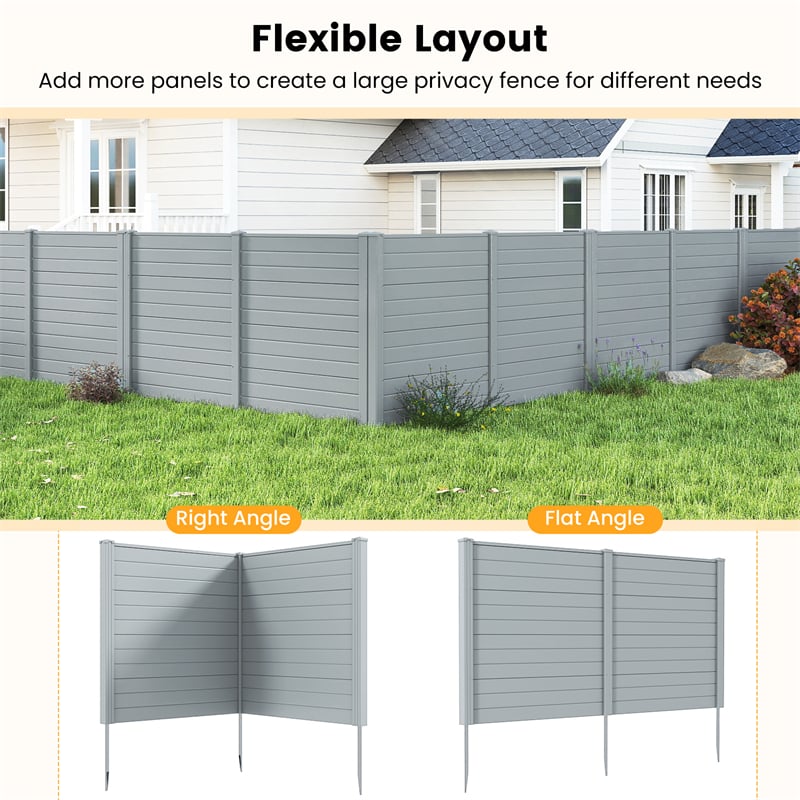 Outdoor Privacy Screen 2/4 Panels, 48"W x 48"H No-Dig Decorative Air Conditioner Fence & Trash Can Enclosure with 3 Metal Stakes