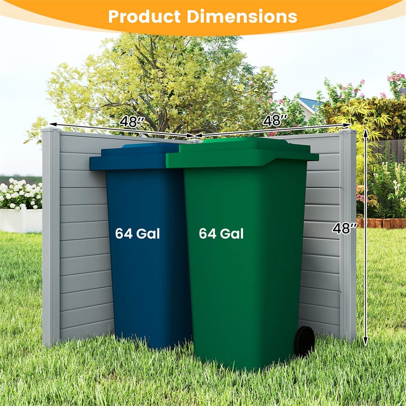 Outdoor Privacy Screen 2/4 Panels, 48"W x 48"H No-Dig Decorative Air Conditioner Fence & Trash Can Enclosure with 3 Metal Stakes