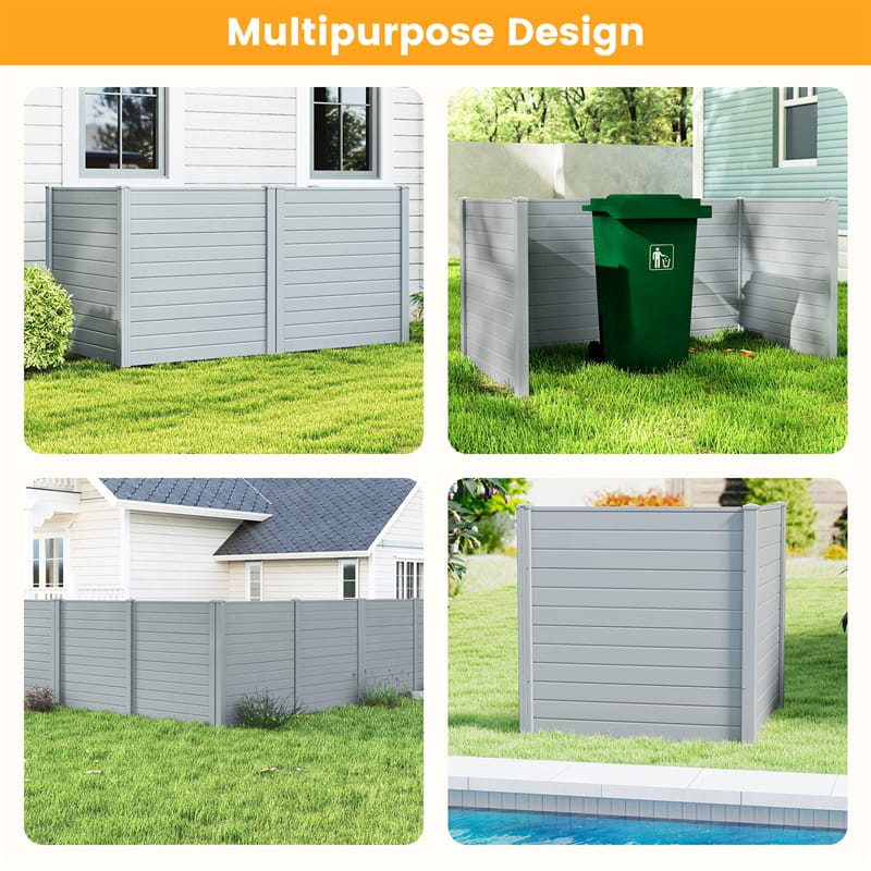 Outdoor Privacy Screen 2/4 Panels, 48"W x 48"H No-Dig Decorative Air Conditioner Fence & Trash Can Enclosure with 3 Metal Stakes