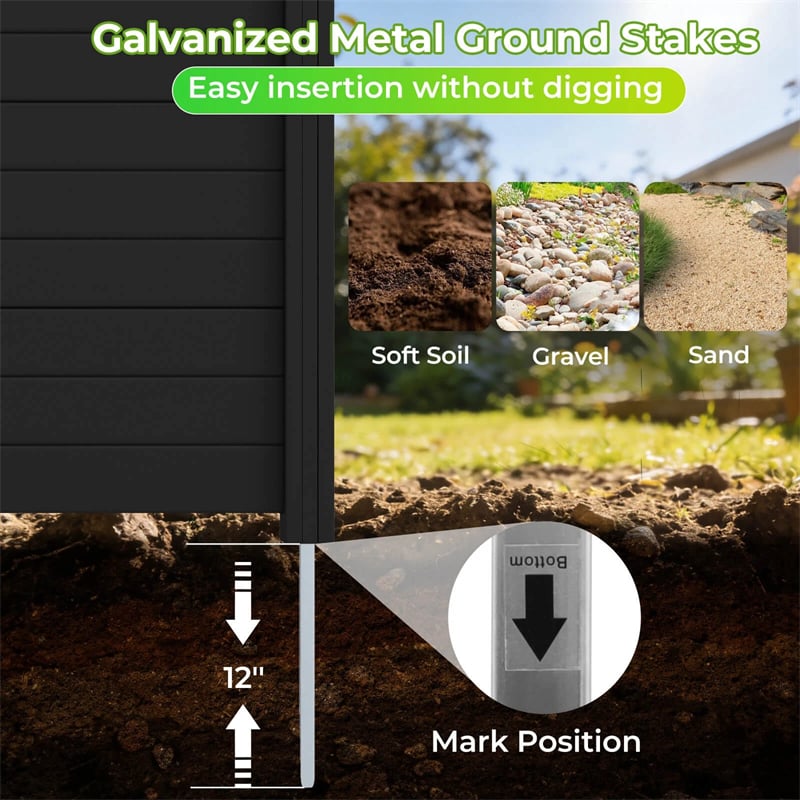 No-Dig Air Conditioner Fence 3/6 Panels, 48"x38" Outdoor Privacy Screen Trash Can Enclosure Decorative Garden Fence w/ Metal Stakes