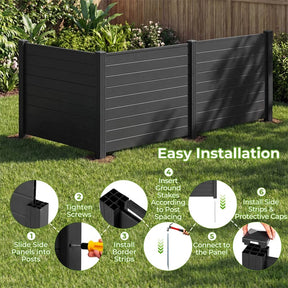 No-Dig Air Conditioner Fence 3/6 Panels, 48"x38" Outdoor Privacy Screen Trash Can Enclosure Decorative Garden Fence w/ Metal Stakes