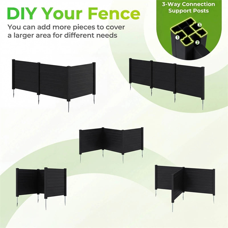 No-Dig Air Conditioner Fence 3/6 Panels, 48"x38" Outdoor Privacy Screen Trash Can Enclosure Decorative Garden Fence w/ Metal Stakes