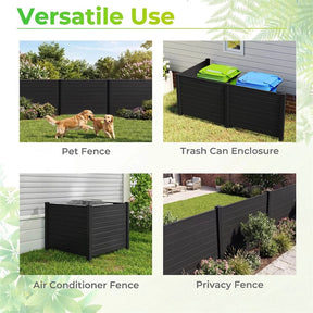 No-Dig Air Conditioner Fence 3/6 Panels, 48"x38" Outdoor Privacy Screen Trash Can Enclosure Decorative Garden Fence w/ Metal Stakes