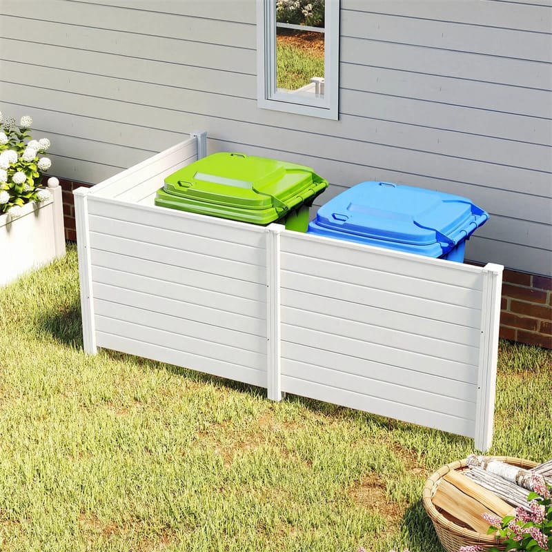 No-Dig Air Conditioner Fence 3/6 Panels, 48"x38" Outdoor Privacy Screen Trash Can Enclosure Decorative Garden Fence w/ Metal Stakes
