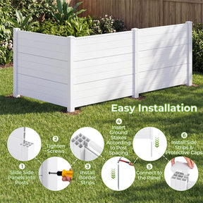No-Dig Air Conditioner Fence 3/6 Panels, 48"x38" Outdoor Privacy Screen Trash Can Enclosure Decorative Garden Fence w/ Metal Stakes