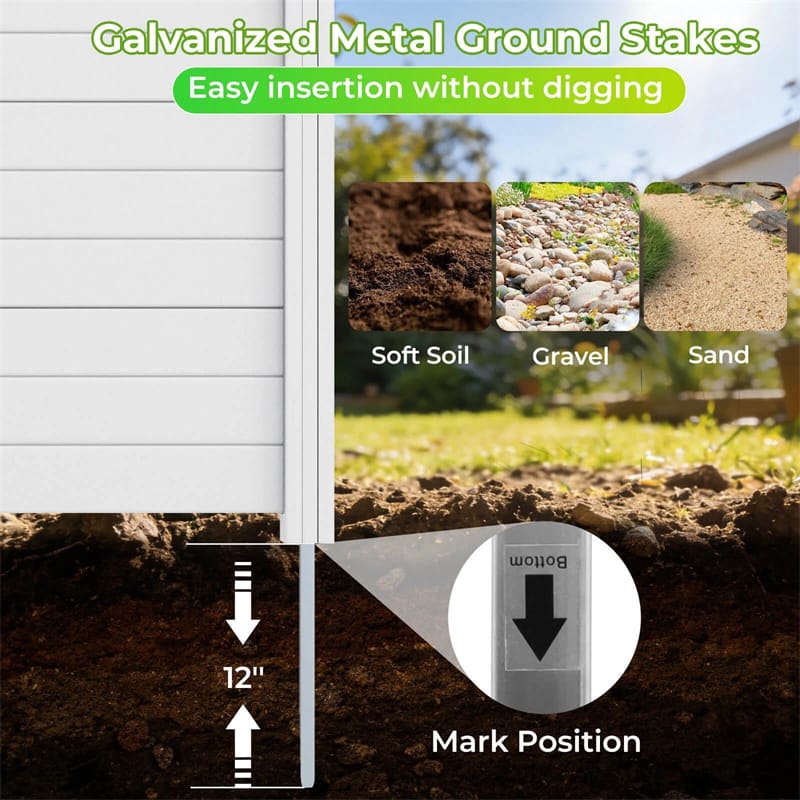 No-Dig Air Conditioner Fence 3/6 Panels, 48"x38" Outdoor Privacy Screen Trash Can Enclosure Decorative Garden Fence w/ Metal Stakes