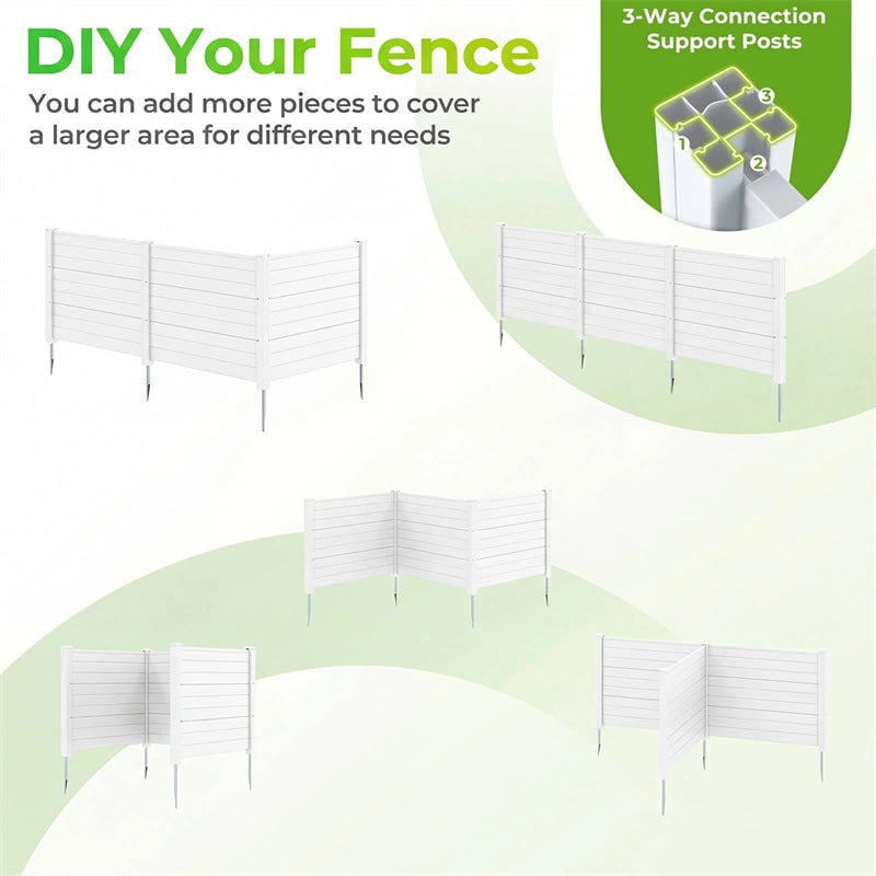 No-Dig Air Conditioner Fence 3/6 Panels, 48"x38" Outdoor Privacy Screen Trash Can Enclosure Decorative Garden Fence w/ Metal Stakes