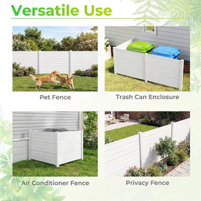 No-Dig Air Conditioner Fence 3/6 Panels, 48"x38" Outdoor Privacy Screen Trash Can Enclosure Decorative Garden Fence w/ Metal Stakes
