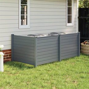 No-Dig Air Conditioner Fence 3/6 Panels, 48"x38" Outdoor Privacy Screen Trash Can Enclosure Decorative Garden Fence w/ Metal Stakes
