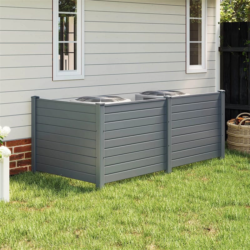 No-Dig Air Conditioner Fence 3/6 Panels, 48"x38" Outdoor Privacy Screen Trash Can Enclosure Decorative Garden Fence w/ Metal Stakes
