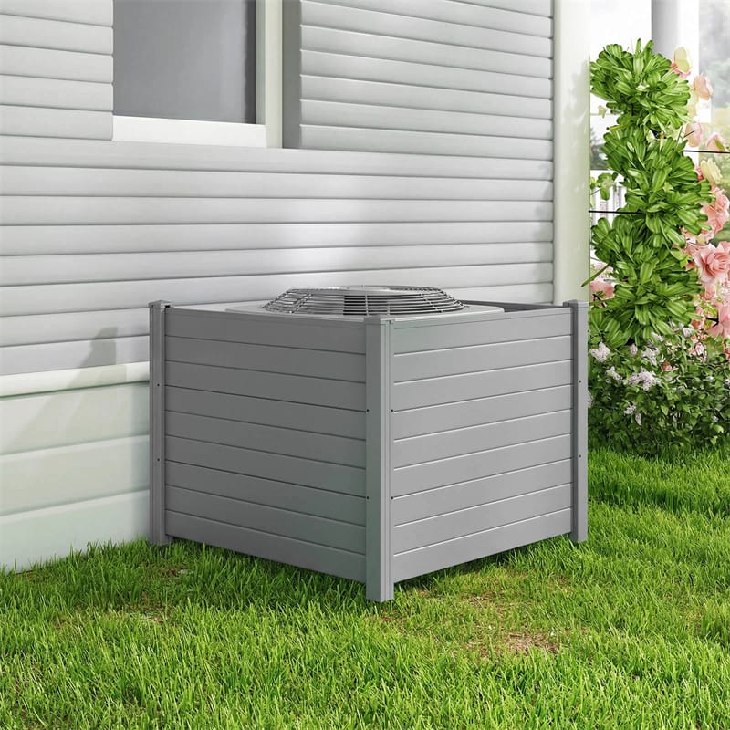 No-Dig Air Conditioner Fence 3/6 Panels, 48"x38" Outdoor Privacy Screen Trash Can Enclosure Decorative Garden Fence w/ Metal Stakes