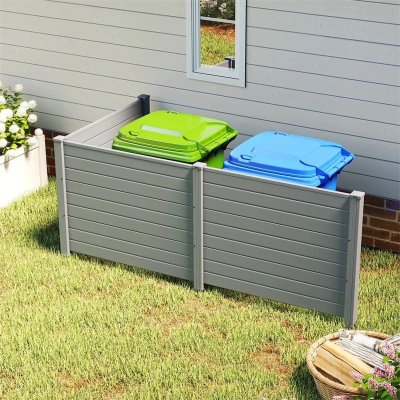 No-Dig Air Conditioner Fence 3/6 Panels, 48"x38" Outdoor Privacy Screen Trash Can Enclosure Decorative Garden Fence w/ Metal Stakes