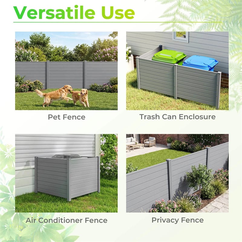 No-Dig Air Conditioner Fence 3/6 Panels, 48"x38" Outdoor Privacy Screen Trash Can Enclosure Decorative Garden Fence w/ Metal Stakes