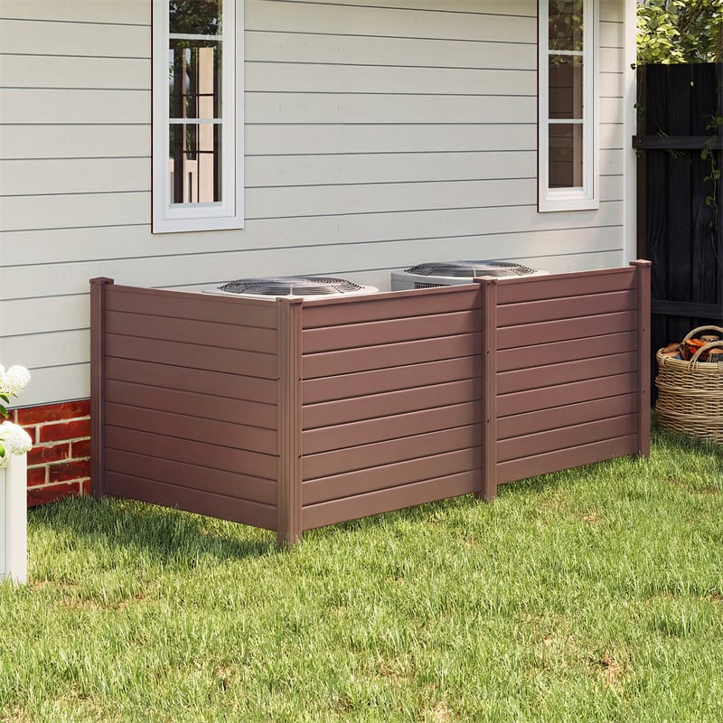 No-Dig Air Conditioner Fence 3/6 Panels, 48"x38" Outdoor Privacy Screen Trash Can Enclosure Decorative Garden Fence w/ Metal Stakes