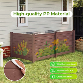 No-Dig Air Conditioner Fence 3/6 Panels, 48"x38" Outdoor Privacy Screen Trash Can Enclosure Decorative Garden Fence w/ Metal Stakes