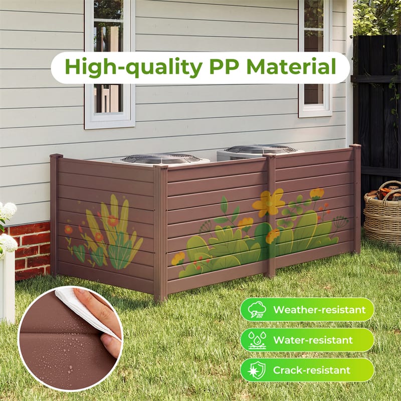 No-Dig Air Conditioner Fence 3/6 Panels, 48"x38" Outdoor Privacy Screen Trash Can Enclosure Decorative Garden Fence w/ Metal Stakes