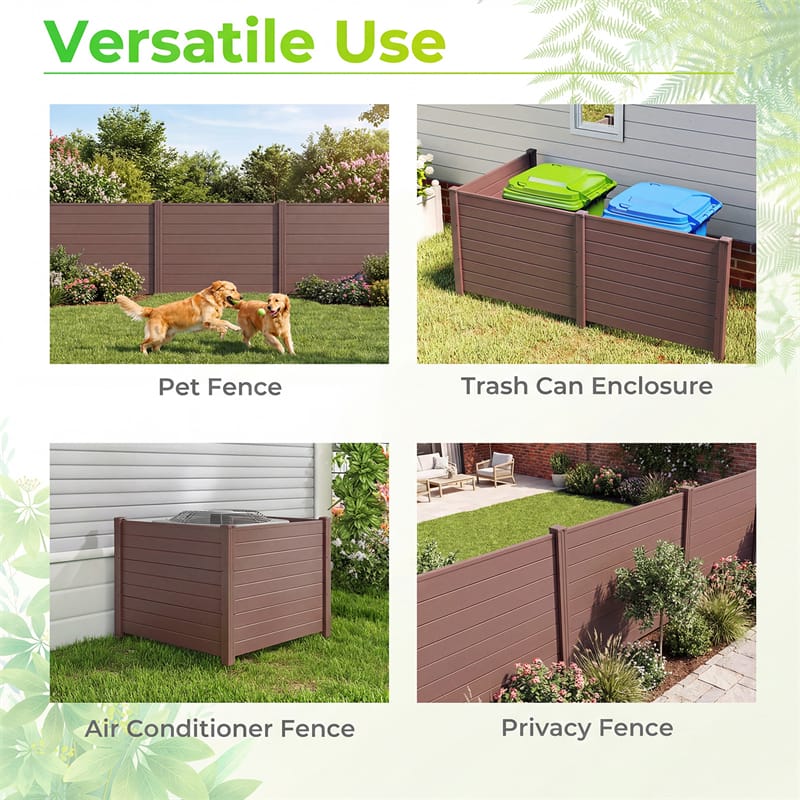 No-Dig Air Conditioner Fence 3/6 Panels, 48"x38" Outdoor Privacy Screen Trash Can Enclosure Decorative Garden Fence w/ Metal Stakes