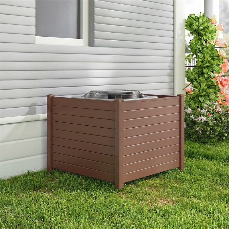 No-Dig Air Conditioner Fence 3/6 Panels, 48"x38" Outdoor Privacy Screen Trash Can Enclosure Decorative Garden Fence w/ Metal Stakes