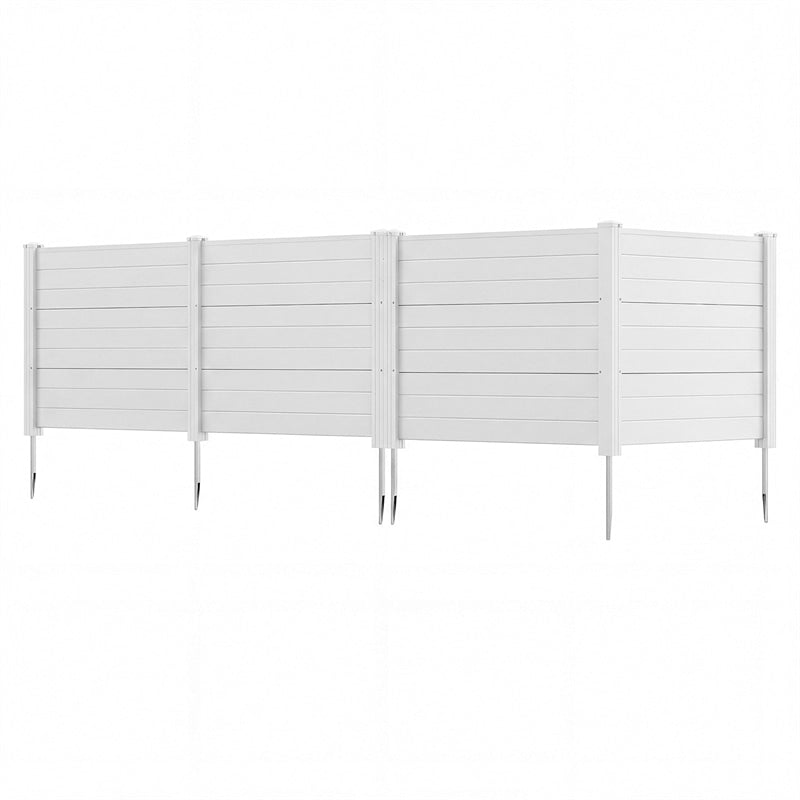 Air Conditioner Fence 2/4 Panels, 48"W x 38"H No-Dig Outdoor Privacy Screen Trash Can Enclosure w/ Stakes, Vinyl Garden Picket Fence