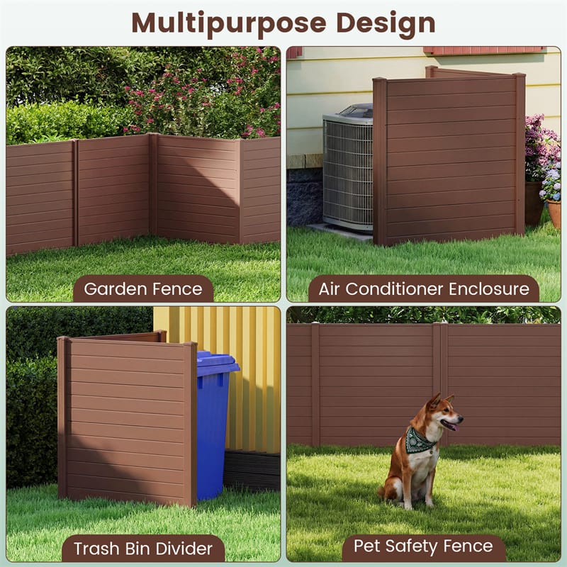 Outdoor Privacy Screen 2/4 Panels, 48"W x 48"H No-Dig Decorative Air Conditioner Fence & Trash Can Enclosure with 3 Metal Stakes