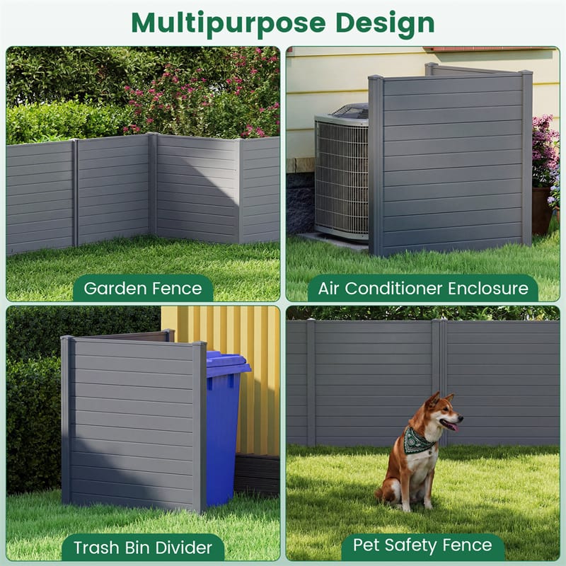 Outdoor Privacy Screen 2/4 Panels, 48"W x 48"H No-Dig Decorative Air Conditioner Fence & Trash Can Enclosure with 3 Metal Stakes