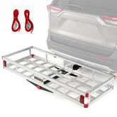 60"x34" Aluminum Hitch Cargo Carrier with 9" High Side Rails, 500 lbs Capacity Luggage Basket Fits 2" Receiver for SUV & Truck, w/ Straps & Reflectors