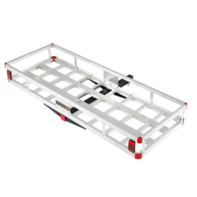 60"x34" Aluminum Hitch Cargo Carrier with 9" High Side Rails, 500 lbs Capacity Luggage Basket Fits 2" Receiver for SUV & Truck, w/ Straps & Reflectors
