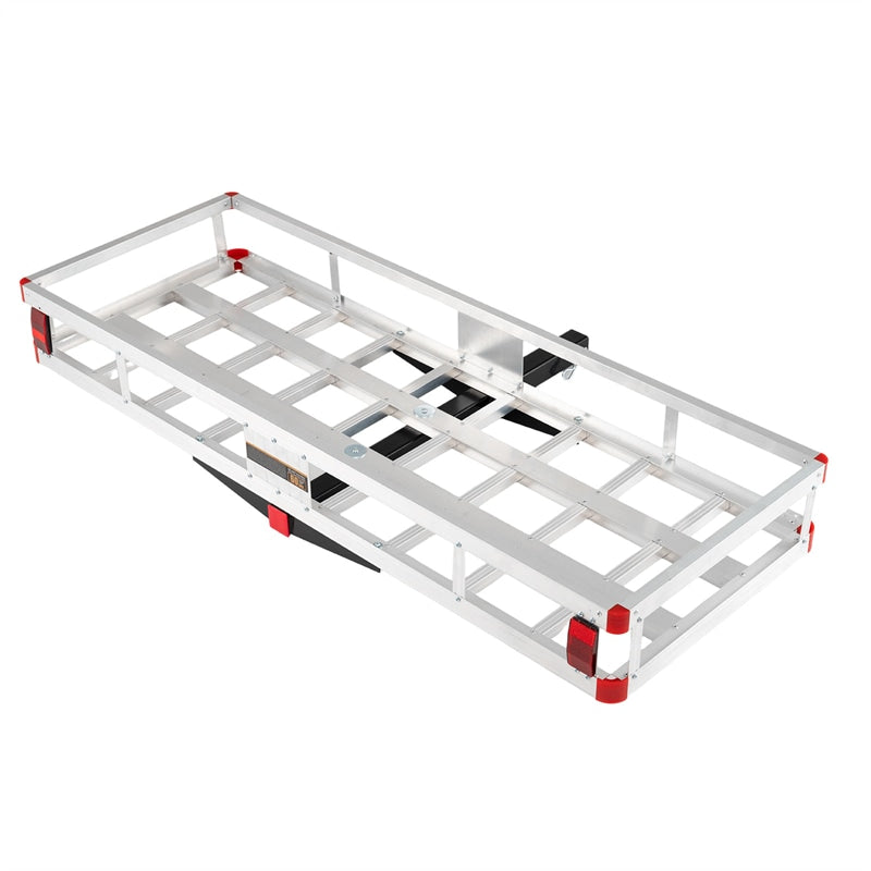 60"x34" Aluminum Hitch Cargo Carrier with 9" High Side Rails, 500 lbs Capacity Luggage Basket Fits 2" Receiver for SUV & Truck, w/ Straps & Reflectors