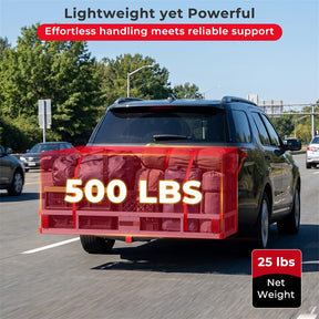 60"x34" Aluminum Hitch Cargo Carrier with 9" High Side Rails, 500 lbs Capacity Luggage Basket Fits 2" Receiver for SUV & Truck, w/ Straps & Reflectors