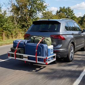 60"x34" Aluminum Hitch Cargo Carrier with 9" High Side Rails, 500 lbs Capacity Luggage Basket Fits 2" Receiver for SUV & Truck, w/ Straps & Reflectors