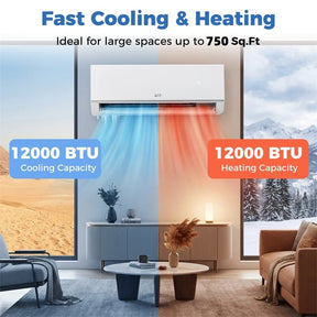 Blast Pro 12000 BTU Wifi Enabled Mini Split Air Conditioner & Heater, Inverter Ductless AC & Heat Pump System with Installation Kit