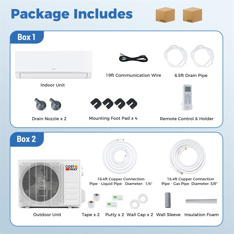Blast Pro 18000 BTU 20 SEER2 208-230V Mini Split Air Conditioner & Heater, Wifi Enabled Inverter Ductless AC Heat Pump System with Installation Kit
