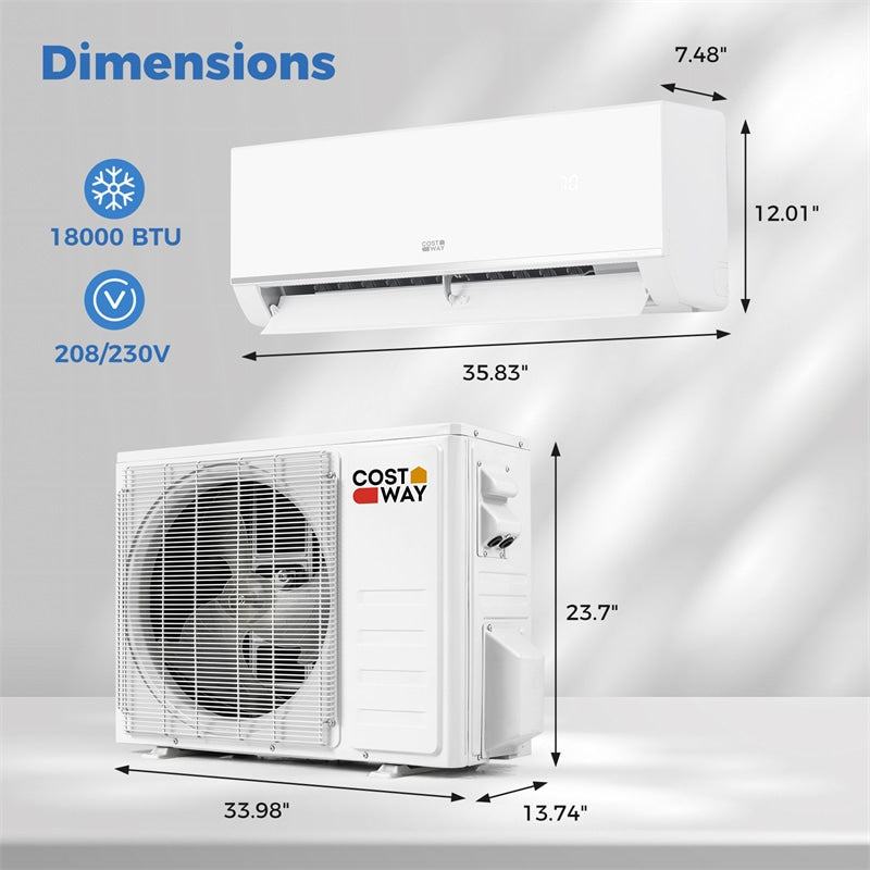 Blast Pro 18000 BTU 20 SEER2 208-230V Mini Split Air Conditioner & Heater, Wifi Enabled Inverter Ductless AC Heat Pump System with Installation Kit