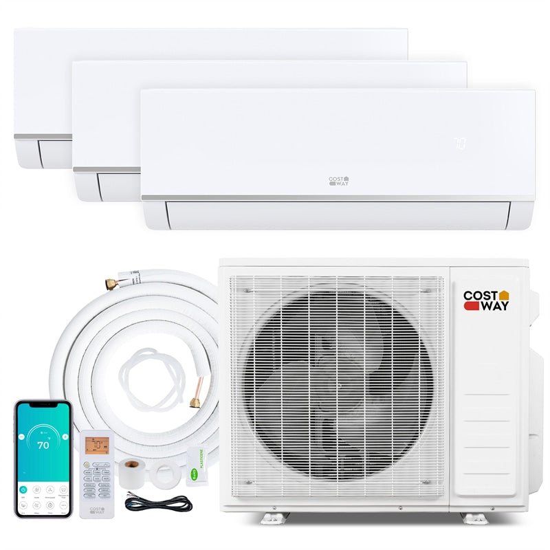 Blast Pro 28000 BTU 3 Zone Mini Split Air Conditioner with Heat Pump, 20 SEER2 WiFi Ductless Inverter Split AC w/ Pre-Charged & Line Set