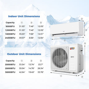 Blast Pro 38000 BTU 3-Zone Mini Split Air Conditioner with Heat Pump, 20 SEER2 WiFi Ductless Inverter Split AC w/ Pre-Charged & Line Set