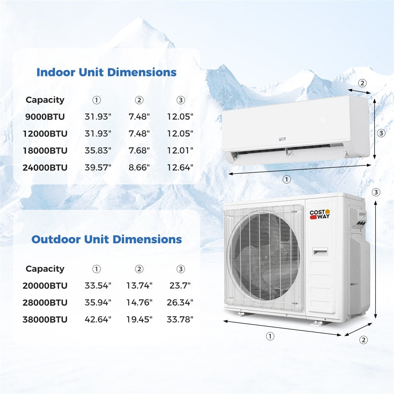 Blast Pro 38000 BTU 3-Zone Mini Split Air Conditioner with Heat Pump, 20 SEER2 WiFi Ductless Inverter Split AC w/ Pre-Charged & Line Set