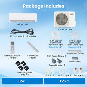 EcoGuard 24000 BTU WiFi Mini Split Air Conditioner & Heater, 21 SEER2 208-230V Inverter Ductless AC & Heat Pump w/ Installation Kit, Cools 1500 Sq. Ft