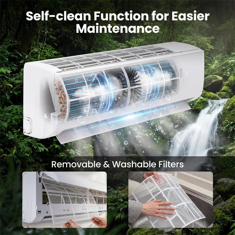 EcoGuard 9000 BTU Mini Split Air Conditioner & Heater, Wifi Inverter Ductless AC with Heat Pump Cools 450 Sq. Ft, Installation Kit