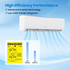EcoGuard 9000 BTU Mini Split Air Conditioner & Heater, Wifi Inverter Ductless AC with Heat Pump Cools 450 Sq. Ft, Installation Kit