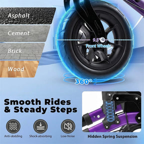 Rollator Walker for Seniors, Folding Rolling Walker w/ Seat, Mesh Backrest, Spring Suspension, 9.5" Large Wheels, Cane Holder & Bag, 300lb Max